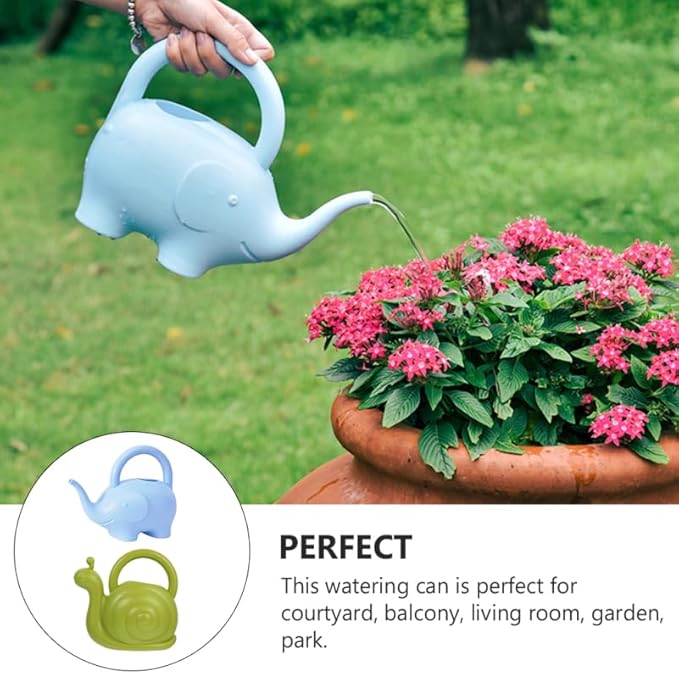 TOYANDONA 2Pcs Animal Watering Can - Small Water Can Plant Watering Pot for Indoor Outdoor Garden Plants, Adorable Elephant Snail Design