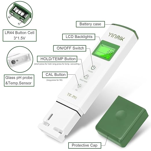 YINMIK pH Meter TDS Tester Combo Swimming Pool pH Tester,Professional pH PPM Meter for Swimming Pool SPA Hydroponics Aquarium Household Drinking Homebrew