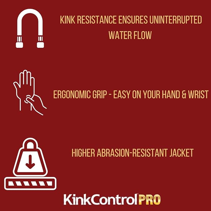 Kink Control Pro Garden Hose, Water Hosewith Superior UV Resistance, Ergonomic Grip, High Burst Strength, Triple Frame Technology for Kink Resistance, 50 Ft