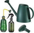 Reallnaive 6 Pcs Indoor Watering Can Set 1/2 Gallon Can 6.8 oz Spray Bottle 17 oz Squeeze Bottle Plant Watering Globes Soil Moisture Meter Small Spraying Sets for Indoor Outdoor(Dark Green)