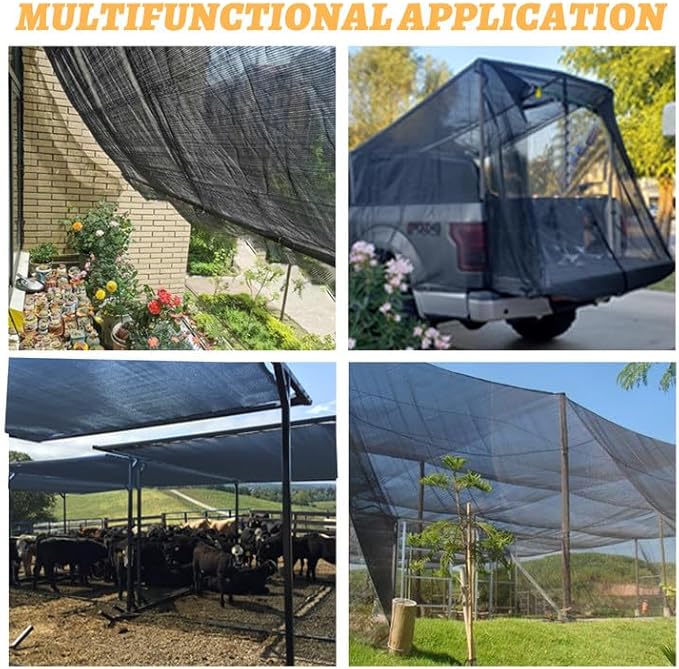 Cool Area 70% 8x12ft Sunblock Shade Cloth Cover Mesh UV Resistant Net for Garden Flower Plant Greenhouse, Black
