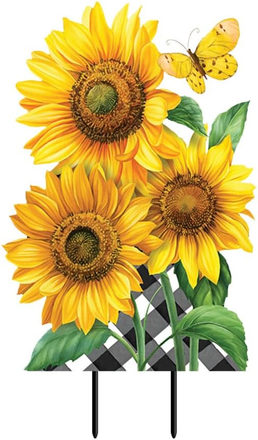 Briarwood Lane Checkered Sunflowers Metal Art