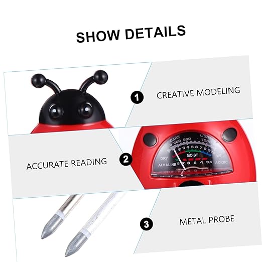 POPETPOP Ladybug Soil Tester for Gardening Soil Moisture Ph Light Levels Garden Tool Kit
