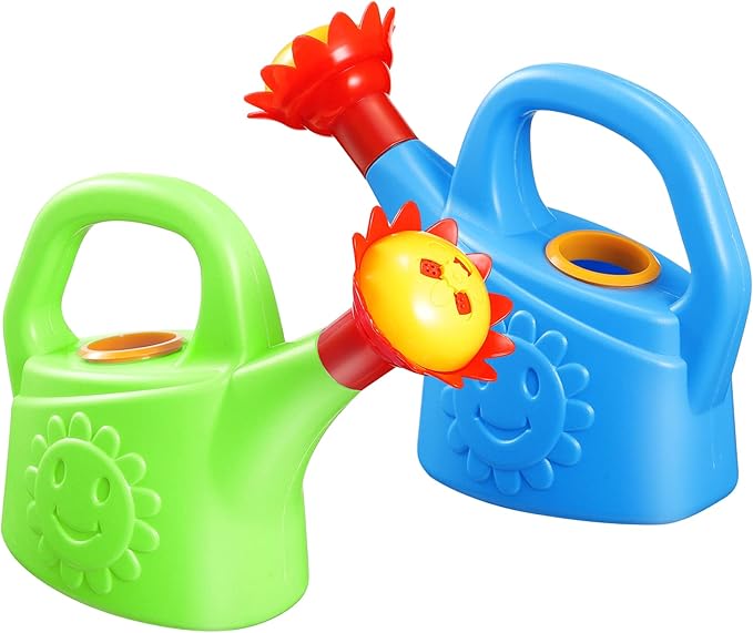 2pcs Watering Sun Flower Cartoon Watering Kettles Toy Garden Can Plastic Bucket Plant Sprinkling for (Random Color)