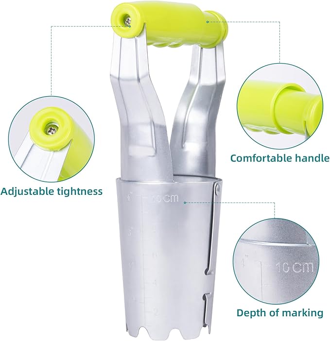 Gardening Planting Tool Set, Convenient for Digging Holes/Filling pits - with Depth Marking, More evenly Plants Tulips, Daffodils, Dahlias, for Planting Bulbs, Moving Plants (Light Green Suit)