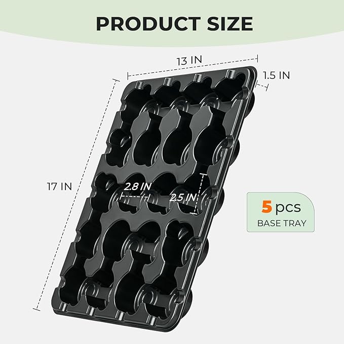 homenote 3 Inch Seed Starting Trays 5 Pack, 20-Cell Seedling Starter Trays for Indoor Outdoor Growing, Plant Starter Germination Trays for Pots Seedlings Compatible with 3" Nursery Pots