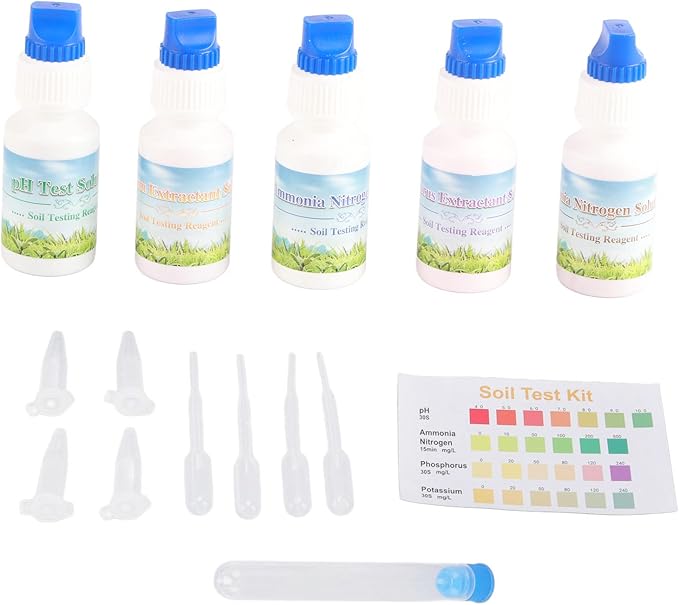 Soil Test Liquid Solution, PH Nitrogen Phosphorus Potassium Measuring Soil Test Kit, Accurate Nutrient and pH Analysis with Recommendations Tailored to Your Soil Plant Needs,Grow The Best Lawn Garden