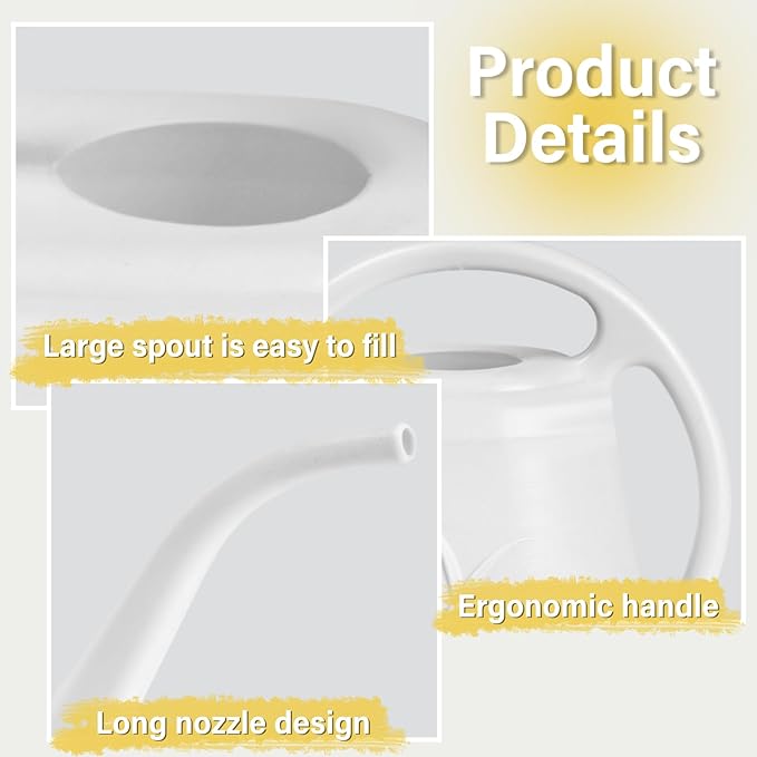 Plastic Watering Can - for Indoor and Outdoor Plant - 1/2 Gallon - White
