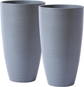 Outdoor Planters For Porch With Drainage Hole&Movable Insert Shelf Large Planters For Decorative Gray Wooden Grain Matte Finish For All House Plants Small Trees No Fading Planter 21Inch Tall Planter