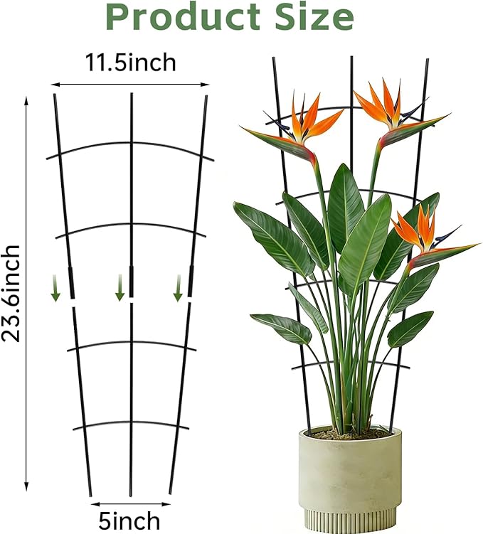 Garden Metal Trellis 24'' Thickened Plant Trellis for Climbing Plants Outdoor/Indoor，2 Pack Monstera Trellis for Potted Plants Flower Hoya Pothos Vine Ivy，Wave Shape