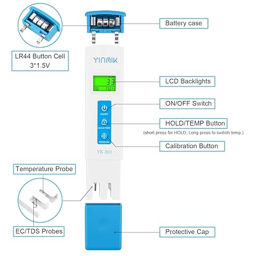 YINMIK Digital pH Meter TDS Meter Combo Accurate Measurement for pH TDS EC Temp with ATC, 2nd Generation Water Quality Tester with Horizontal Display for Hydroponic Swimming Pool Aquarium