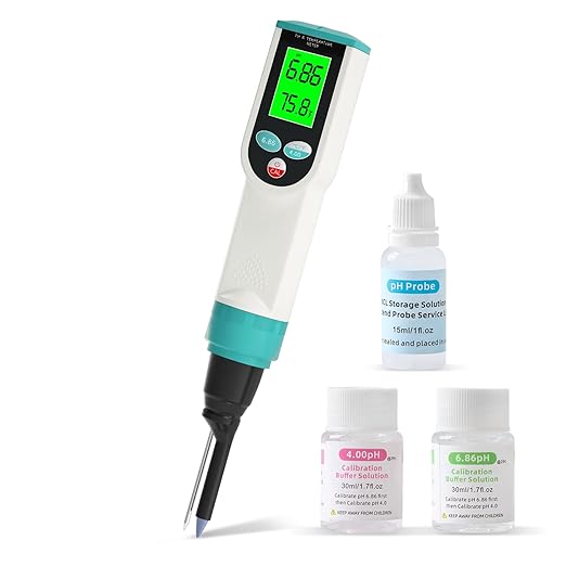 Food pH Meter, Digital Waterproof pH Tester with High Accuracy pH/Temperature Probe, Ideal for Sourdough, Cheese, Solid Samples, and Liquid Foods, 0.01 Resolution