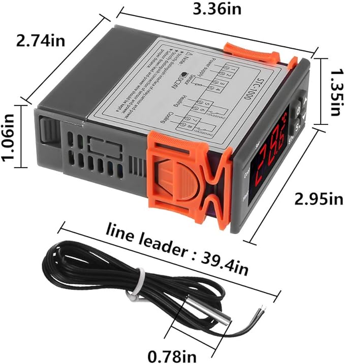 Digital LCD Temperature Controller 10A DC 24V Thermostat STC-1000 1m NTC Sensor Thermostat Regulator Heater Cooler 2 Relay Output(24V)