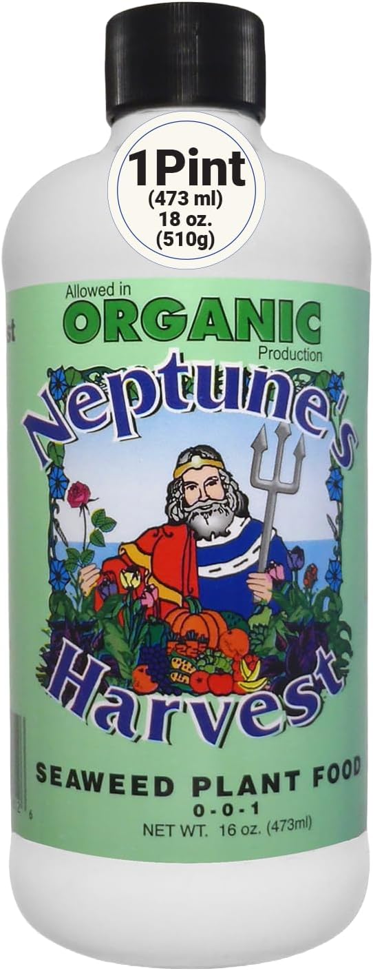 Neptune’s Harvest Seaweed Plant Food (0-0-1) - 16oz Pint - Multi-Purpose Seaweed Organic Liquid Fertilizer - Indoor & Outdoor Plant Fertilizer for Lawns, Gardens, Vegetables, & Flowers