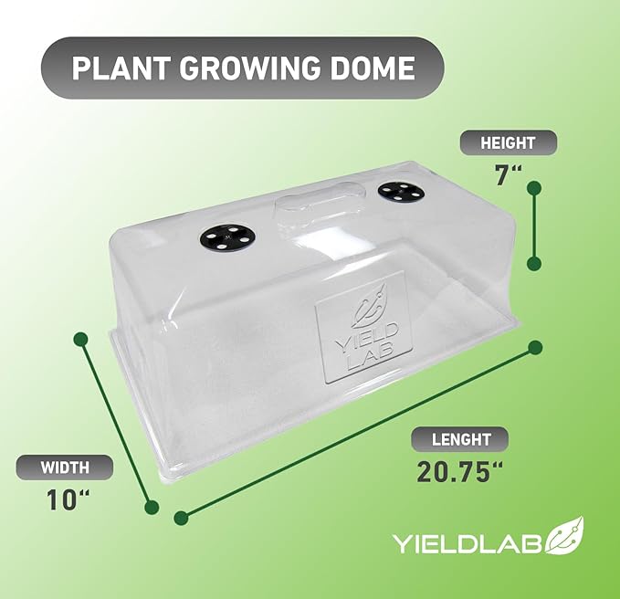 10x20 Humidity Dome with Plant Propagation Trays – 10 Pack - Clone Tray with Humidity Dome for Gardening, Seedling, Microgreens, Germination, Cloning, Soil, and Hydroponic Horticulture