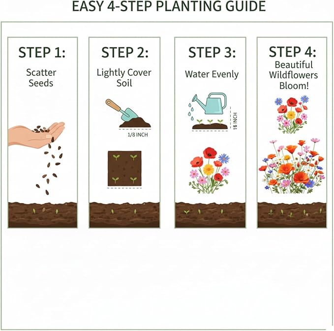 Wildflower Seeds Mixed, Perennial Flower Seeds fo Plating (2 Ounces 18000 Seeds)