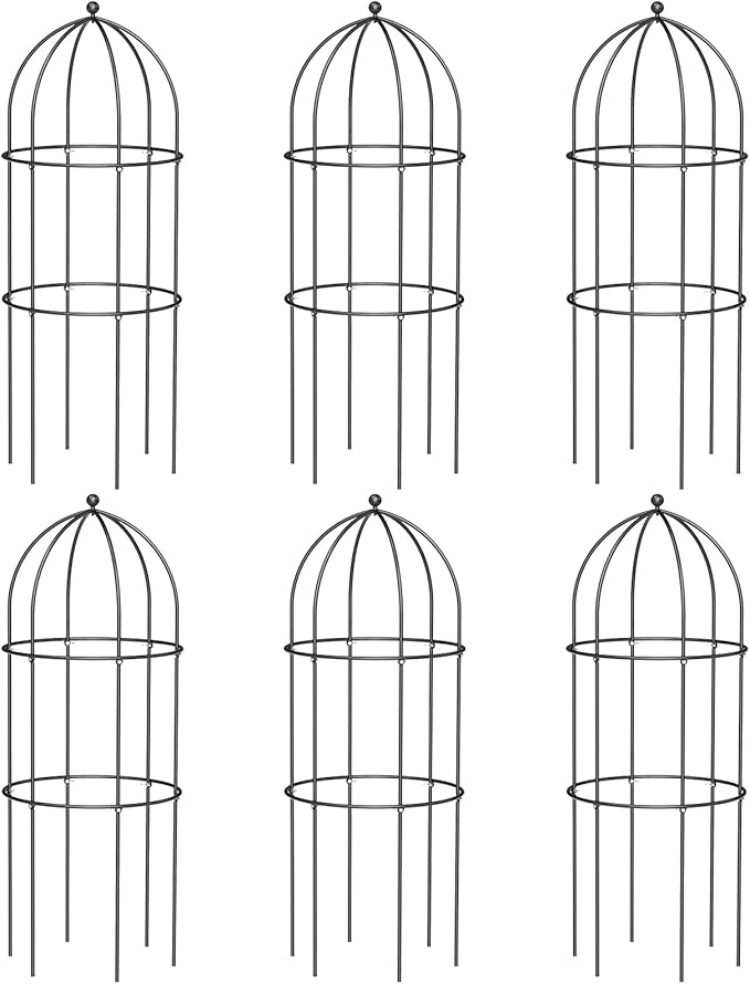 DoCred 6 Pack Garden Trellis for Climbing Plants, 17.7" x 47.2" Metal Rustproof Tomato Cage, Outdoor Indoor Flowers Potted Obelisk Trellis for Cucumber Vine Peony Lily Rose Plant Support