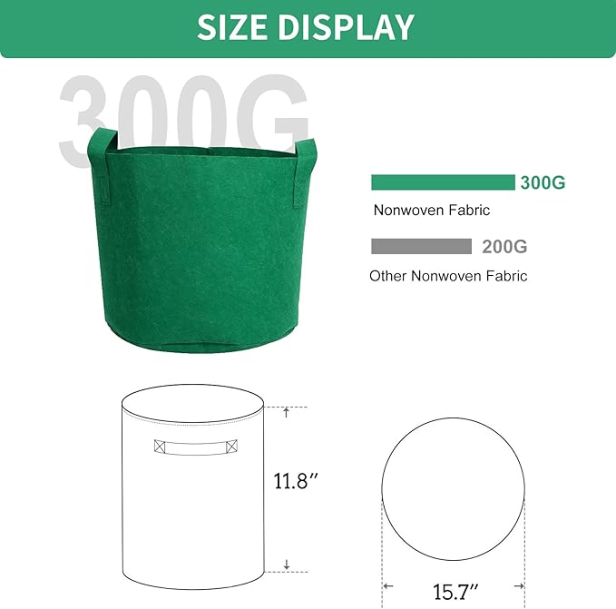 SILKIR Grow Bags, 10 Gallon, Green