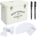Maitys Seed Storage Container Box with Lid Garden Seed Packet Storage Organizer Decorative with Dividers and 100 Plant Labels 50 Seeding Envelopes 2 Marker Pens(Stylish,8.5 x 5.5 x 6.7)