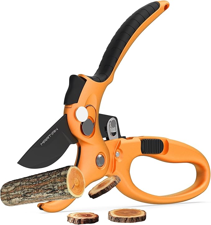 8” Detachable Blade Pruning Shears – Heavy‑Duty Japanese SK5 High Carbon Steel, Self‑Locking Safety, Ergonomic Non‑Slip Grip for Pruning, Tree Trimming, Shrubs, Wood Cutting