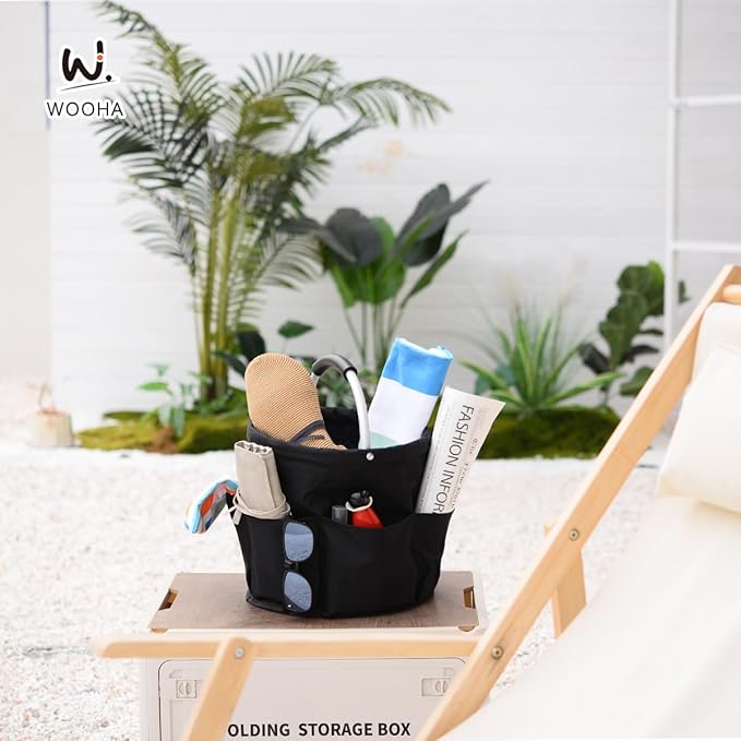 Wooha Tool Bag 17L Garden Tool Organizer Foldable Tool Storage Basket Outdoor Beach Storage Bag（Grey）