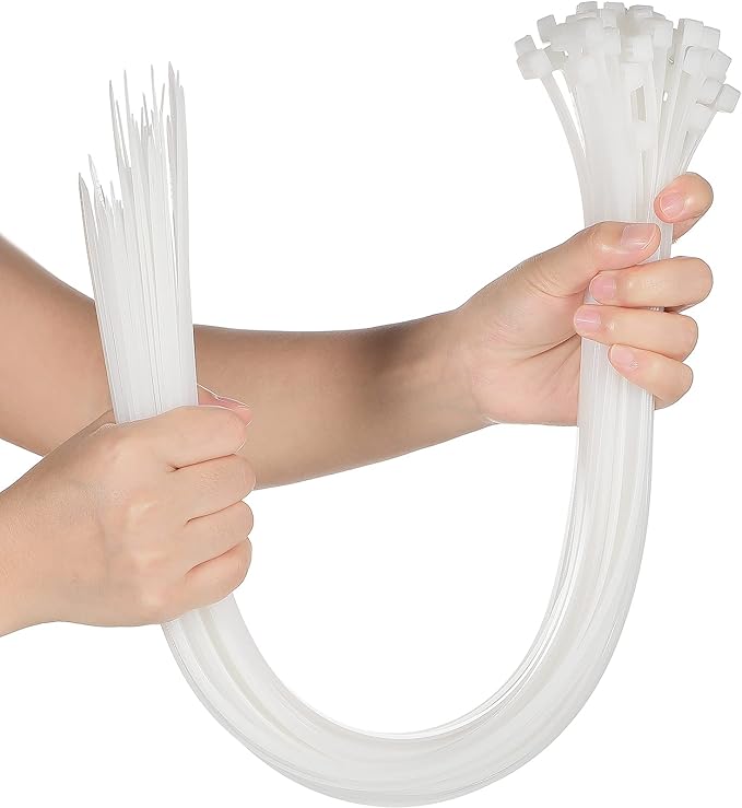 Shappy 50 Pcs Zip Ties Heavy Duty Strong Large Cable Wire Ties Zip Industrial Sturdy Wire, Awnings Tying Branches Bundling of Crops Fixed Water Pipes(24 Inch,White)