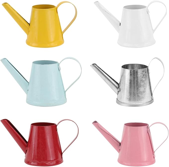 Healifty Mini Kettle Ornaments Set of 18 Small Metal Simulation Watering Cans for Mini House Decor Garden Desk Accessories Party Favors