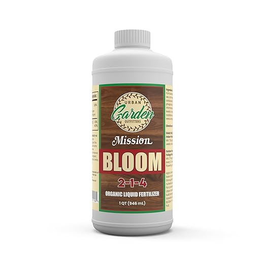 Urban Garden Outfitters Mission Fertilizer Bloom 2-1-4 Organic Liquid Fertilizer- Flower & Fruit Boost for Tomatoes, Peppers & Ornamentals, All-Purpose, Quart