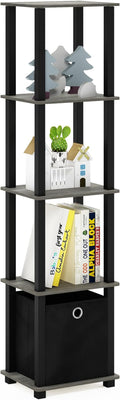 FURINNO TNT No Tools 5-Tier Display Decorative Shelf, French Oak Grey/Black/Black