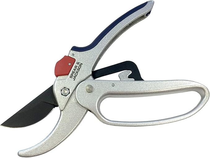 Spear & Jackson Razorsharp Geared Anvil Pruning Shears, Heavy Duty Garden Clippers for Thick Branches, Non-Slip Ergonomic Handles, Durable Steel Blades