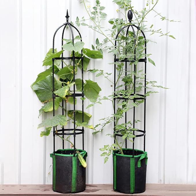 Garden Trellis for Climbing Plants Plant Support Cage, Tower Obelisk Plant Support Indoor Potted Plant, Plant Trellis for Climbing Vines, Tomato, Flower, Vegetable, Rose