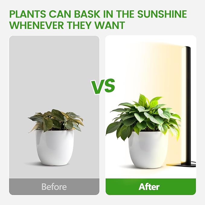 Grow Lights for Indoor Plants,20W 169 LED Full Spectrum with Timer, Hanging Plant Growing Light with Dimmable On/Off Switch,16.8in Height Standing Vertical Lamp for Seed Starting Growth