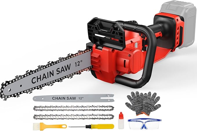 Mini Chainsaw for Milwaukee M18 Battery, 12 Inch Electric Chainsaw Cordless with Security Lock, Hand Held Chain Saw for Wood Cutting, Tree Saw Trimming and Branch Pruning (Battery Not Included)