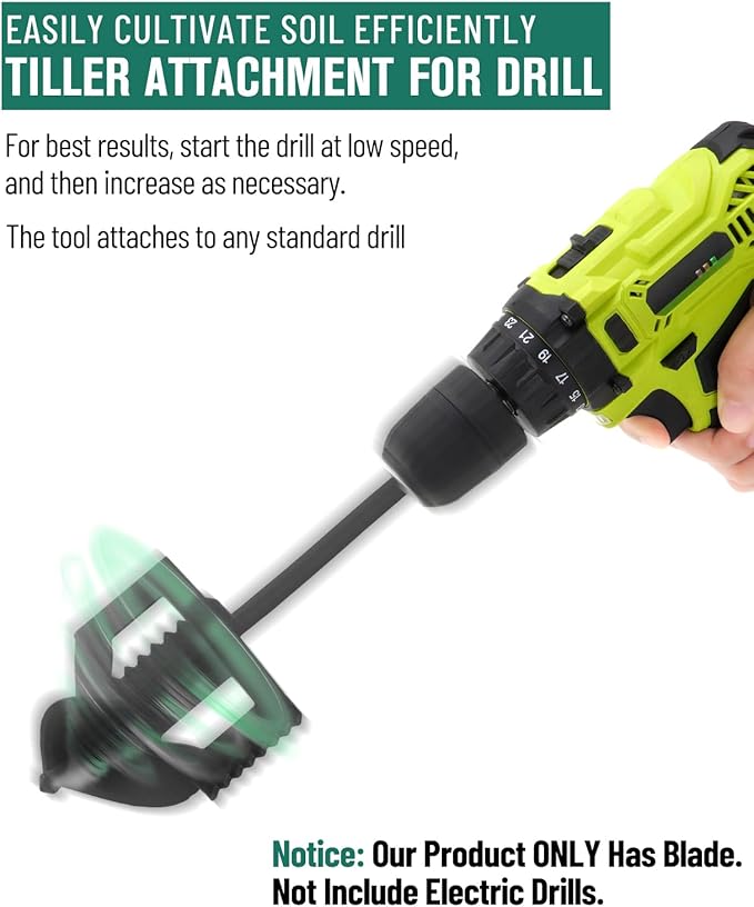 4-in-1 Cultivator Soil Tiller-Soil Digger and Soil Loosener for Gardening Bed and Plant Box,Bulb Planter Auger for 3/8" Hex Drive Drill