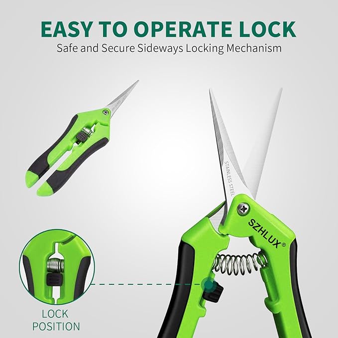 SZHLUX 1-Pack Pruning Shears, 6.5'' Gardening Hand Pruner, Professional Pruning Scissors with Straight Stainless Steel Precision Blades