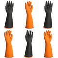 Black Latex Gloves, 3 Pairs 18” Heavy Duty Laboratory Chemical Gloves for Long-lasting Chemical Protection Strong Acid Alkali Resist, Cleaning Dishwashing Long Work Gloves, Extra Large