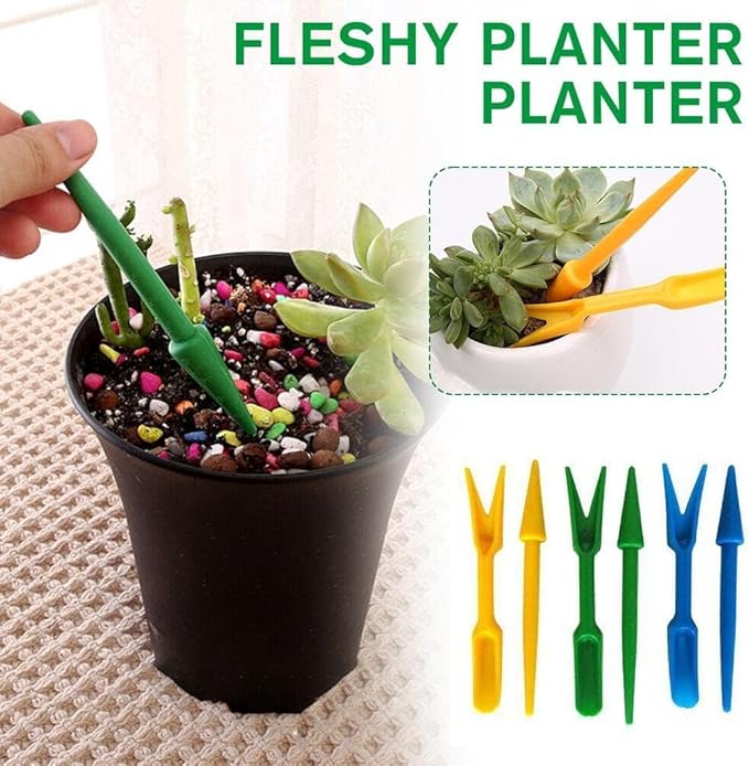Pack of 2 Green Mini Garden Hand Succulent Transplanting Tools,Widger Plastic Seedlings Dibber Sowing Digging Mini Gardens Hands Tool for Home Garden Hand Tools