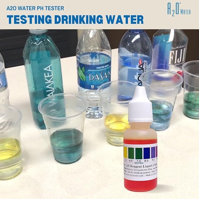 Alkaline, Tap, and Drinking Water pH Level Test kit (WHT/100-125 Tests) 0.50 Fl Oz, More Accurate Than Test Strips, Made in USA, by A2O Water