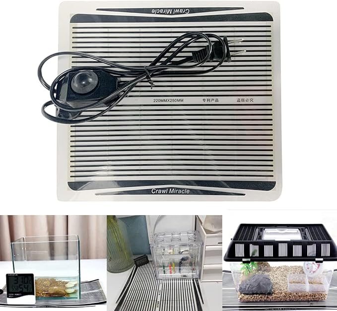 Reptile Heat Pad, Adjustable Temperature Control Lizard Terrarium Heating Mat for Small Animals Snake Turtle Bearded Dragon Gecko and Plant (5W)