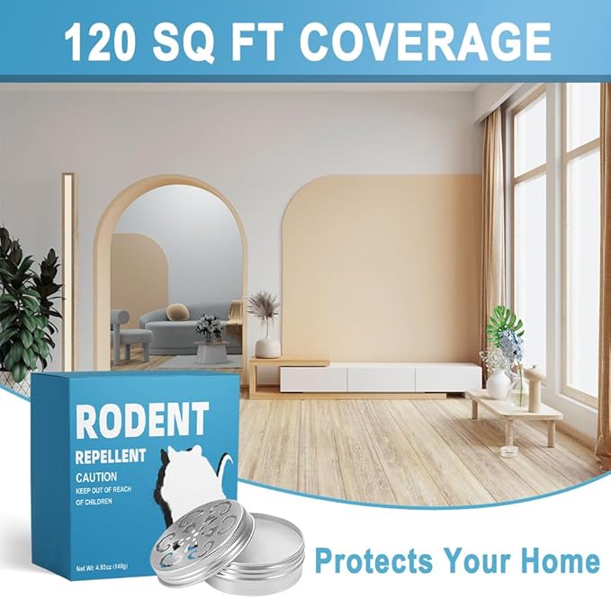 Rodent Repellent for Cars with Peppermint Oil, Mouse Repellent for Cars, Mice Repellent for Indoor Outdoor, Rodents Repellent for House, Rat Deterrent Outdoor -2P