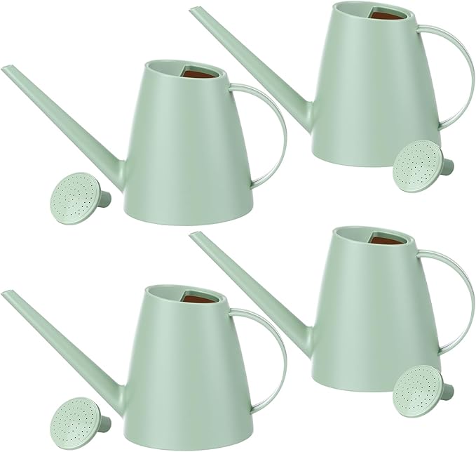 4 Pack Watering Can for Indoor Plants 1.8L Plastic Watering Can with Long Spout, Lightweight for Garden, Flowers, Plants, Lightweight Mint Green Design