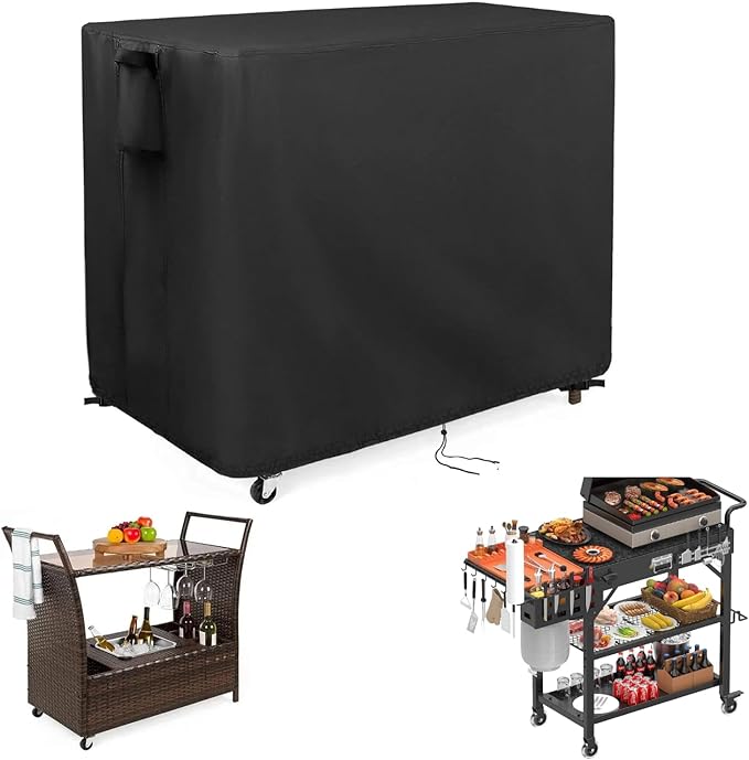 Outdoor Bar Cart Cover for Best Choice Product Outdoor Rolling Wicker Bar Table Set 44"x19"x36", Waterproof Serving Cart Cover for TomCare Grill Table,Outside Beverage Cooler Covers