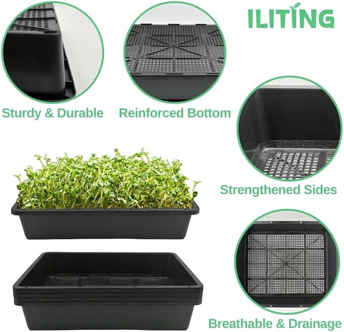 Soil Blocking Trays 15x12inch Mesh Tray 10 Pack Seed Starter Tray Mesh Bottom Trays for Soil Blocks, Seedling, Microgreen, Wheatgrass