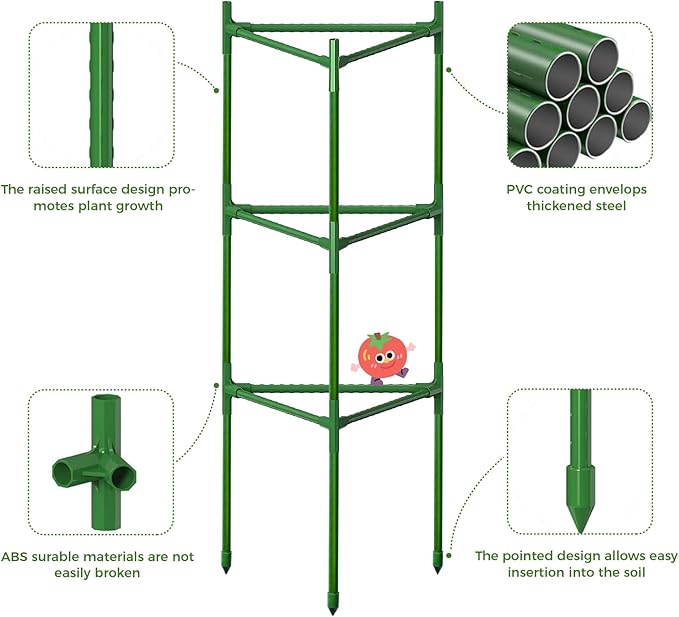2 PCS Extra Wide Tomato Cages for Garden Up to 47.2'',Tall Metal Plant Supports for Raised Garden Bed, Foldable & Sturdy Steel Stake Cages for Tomato, Eggplant,Pepper, Pea﻿