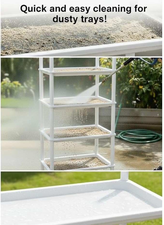 5-Tier Seed Starter Trays Plant Stand with LED Grow Light (Auto-Timer), Bottom Watering Designed for Indoor Greenhouse Plants, Fits Small Pots & Seedling Cell Trays - White