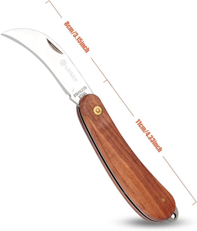 Pruning Knife,Grafting knife, Stainless Steel Garden Budding Knife, Folding Pocket Knife For Grafting Multi Cutting Tool, Weed Bushes Branches Mushroom Diggig Knife