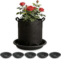 BTPLASTIK Plant Saucer 12 inch 5 Pack, Pot Elevators for Inside Plants, Heavy Duty Flower Planter Drip Trays for Pots, Pot Saucers for Plants, Grow Bags Saucers Gray