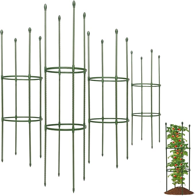 Tomato Cages for Garden,4 Pack 50in Tall Tomato Plant Support Stakes Adjustable Heavy Duty Steel Plant Tower Stakes, Updated Cucumber Trellis Garden Cages for Climbing Plants Vegetable Flowers