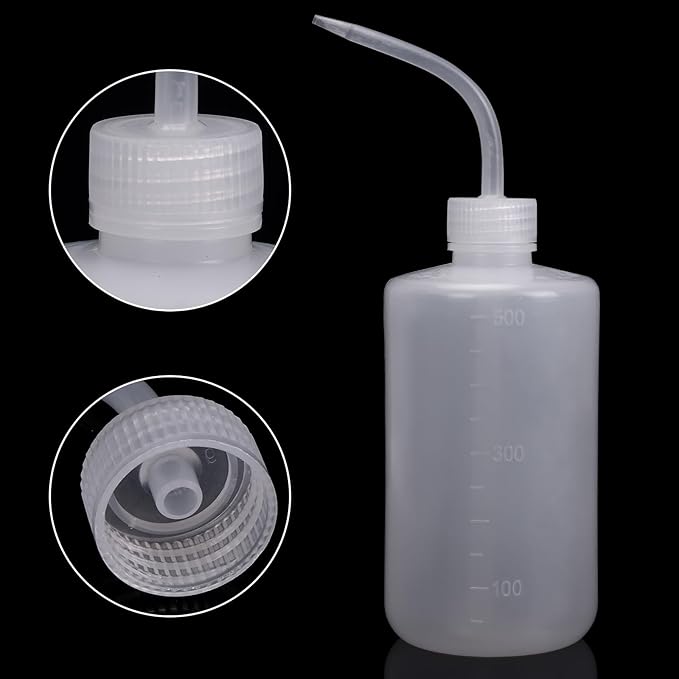 DEPEPE 6pcs 500ml Plastic Safety Wash Bottles - Lab Squeeze LDPE Squirt Tattoo Bottle With Narrow Mouth and Scale Labels (17oz x 6)