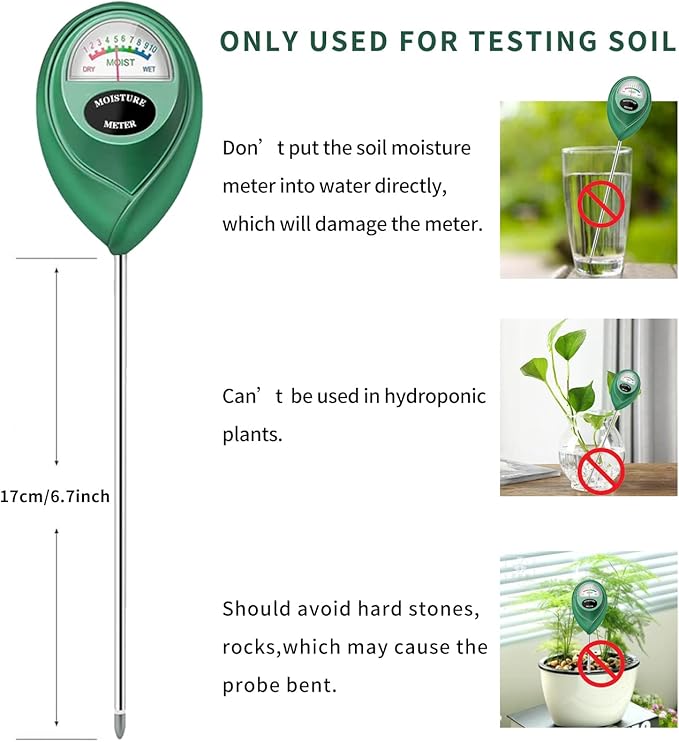 Soil Moisture Meter, Soil Moisture Monitor for House Plants, Soil Hygrometer Moisture Sensor for Indoor & Outdoor, Garden, Farm, Lawn Plant Care, No Battery Needed(Green)